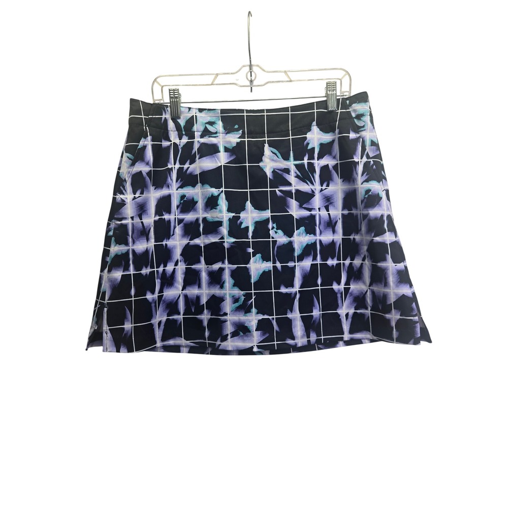 Lady‎ Hagen Womens Purple Floral Grid Golf Skort Size 10 Activewear Skirt Pocket